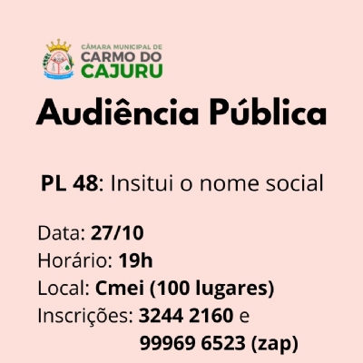 Audiência Pública: PL 48 (nome social)