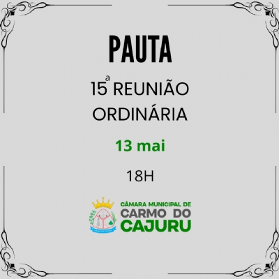 Pauta da 15 Reunião Ordinária 2025