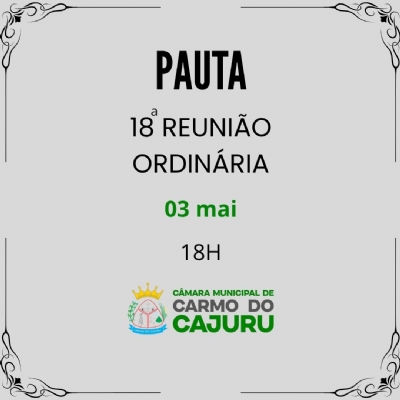 Pauta da 18 Reunião Ordinária 2025