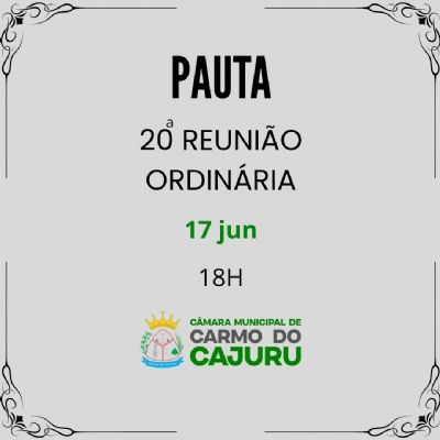 Pauta da 20 Reunião Ordinária 2025