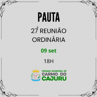 Pauta da 27 Reunião Ordinária 2025