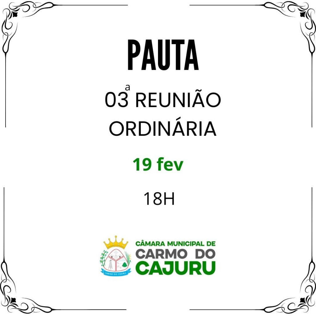 Pauta da 03 Reunião Ordinária 2026