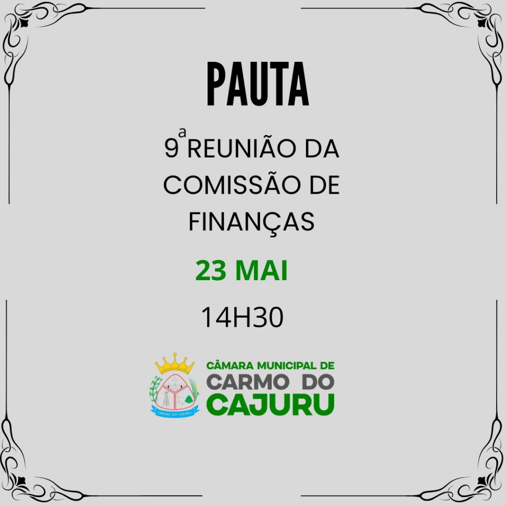Pauta da 9 Reunião da Comissão de Finanças 2025