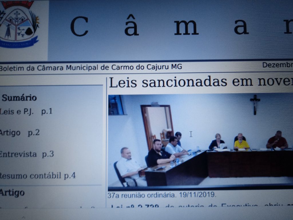 Boletim Informativo da Câmara: dezembro de 2019