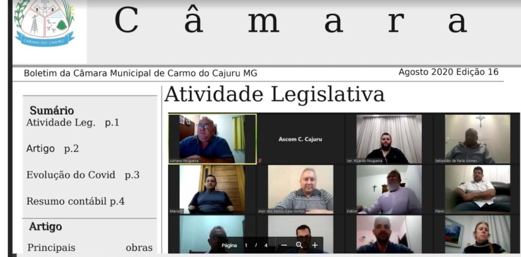 Boletim Informativo da Câmara: agosto de 2020