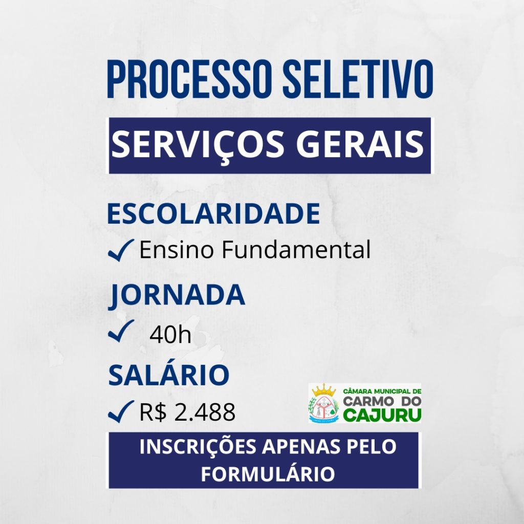 Inscrições abertas do Processo Seletivo