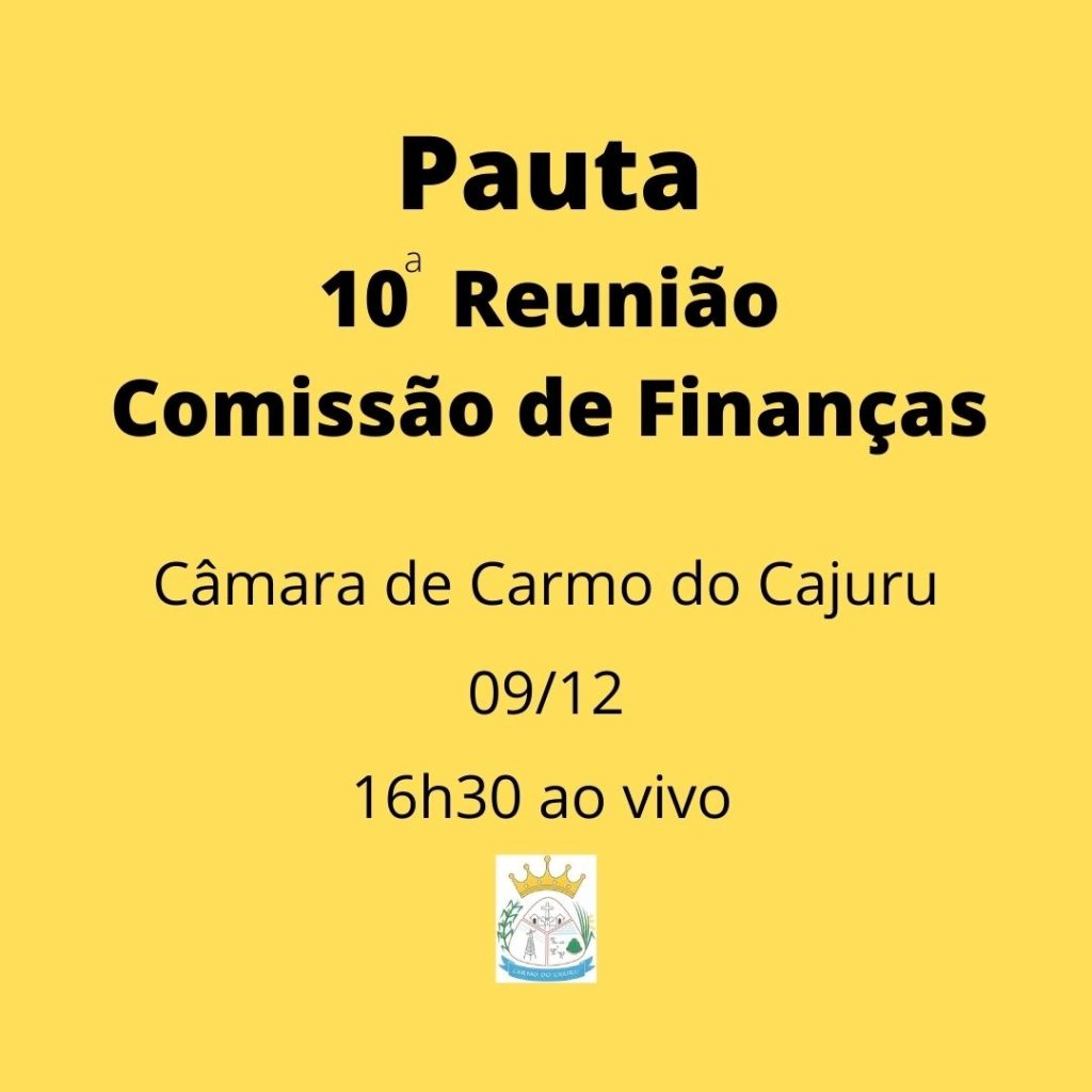 Pauta da 10 Reunião de Finanças