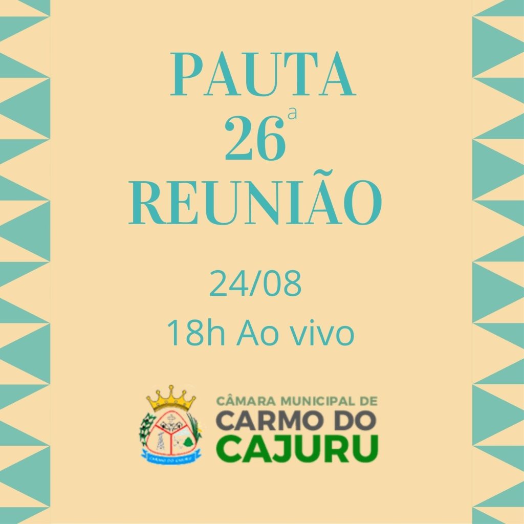 Pauta da 26 Reunião Ordinária Pauta da 26 Reunião Ordinária