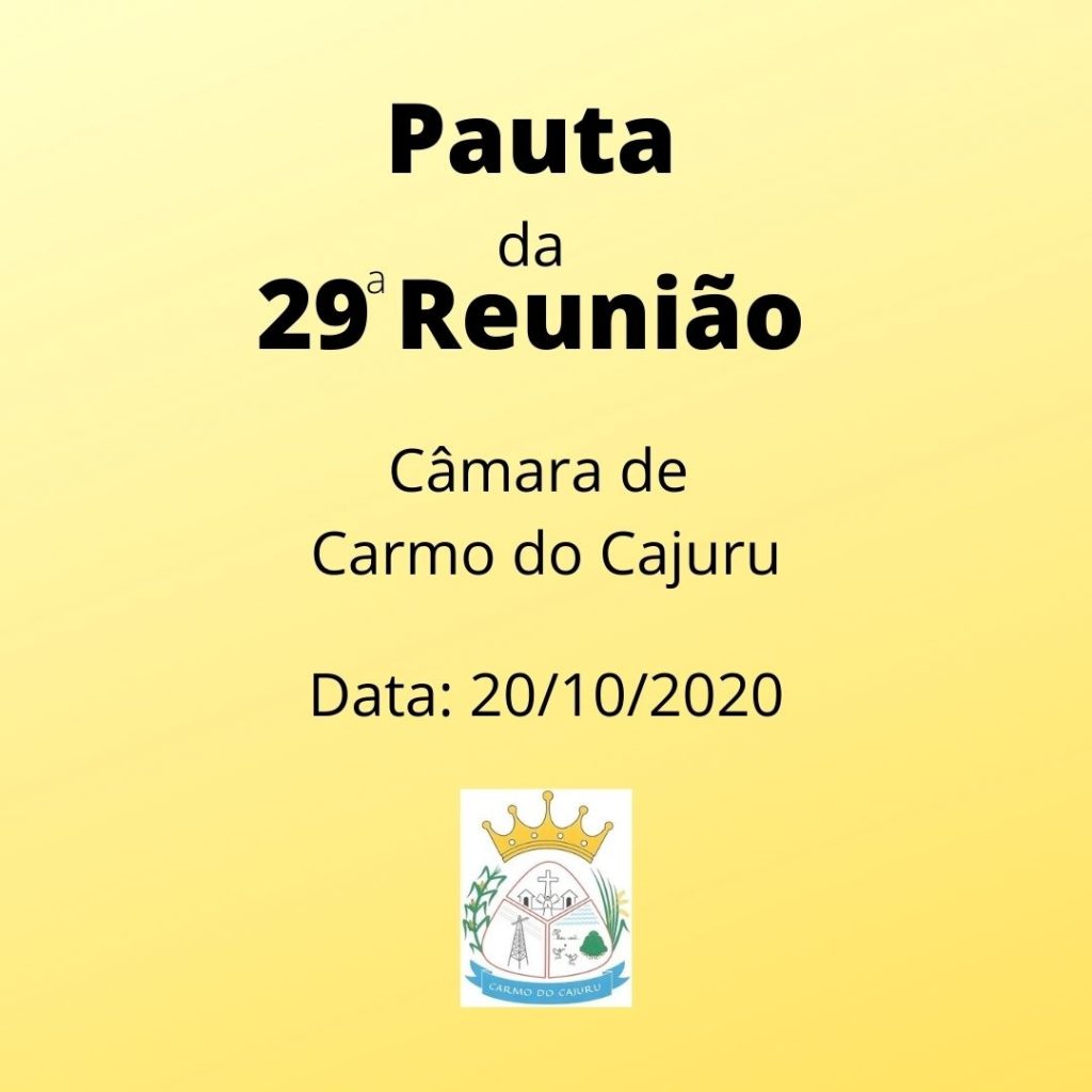 Pauta da 29 Reunião Ordinária 2020 Pauta da 29 Reunião Ordinária 2020